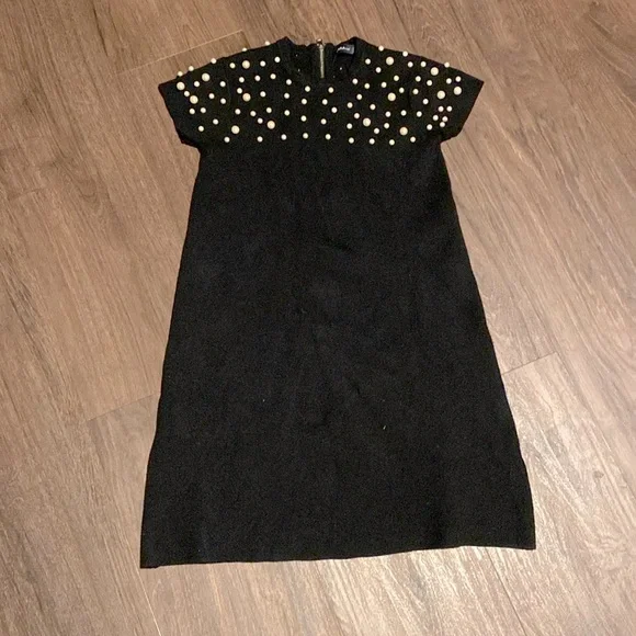 Zara Black Knit Dress with Pearls Zara Black Knit Dress with Pearls